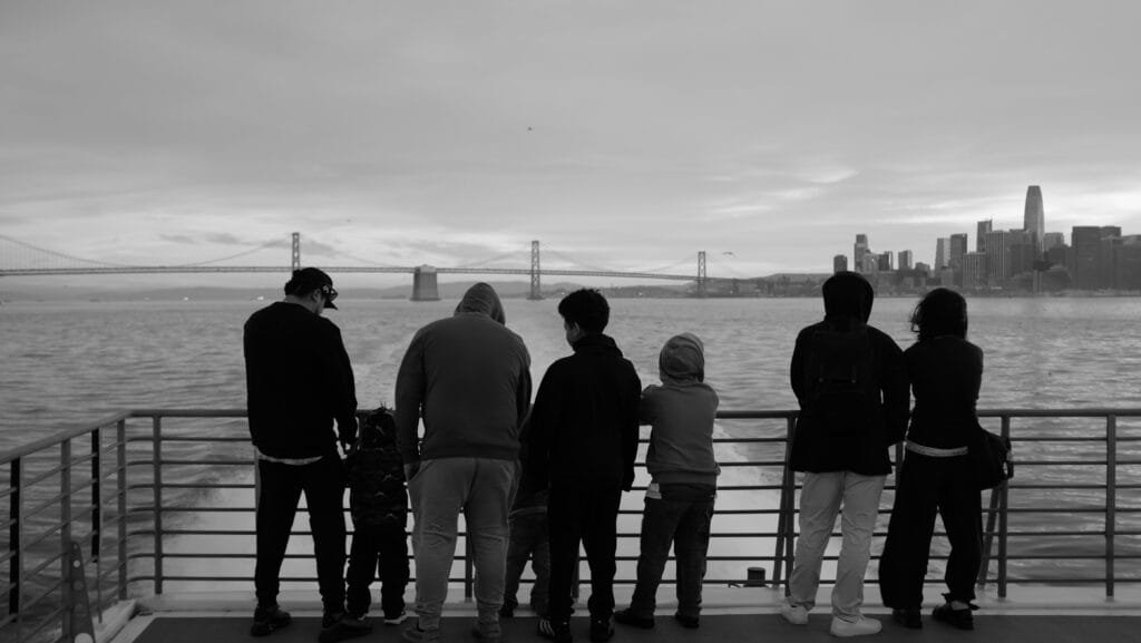 Ferry on a cloudy day
