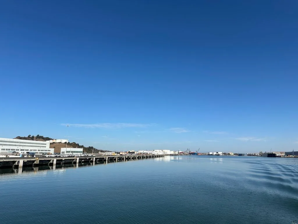 Bright Blue Ferry Ride to the City
